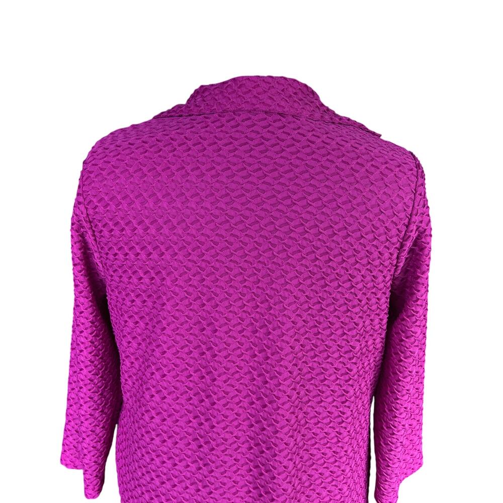 Lane Bryant Textured 3/4 Sleeve Collared Tunic Blouse Plus Size 14/16 Hot Pink - Picture 4 of 14